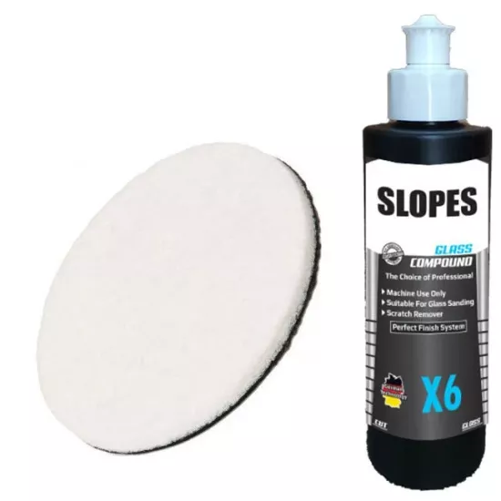 Slopes X6 Glass Compound Çizik Giderici Cam Pastası 250ml. Keçe Seti